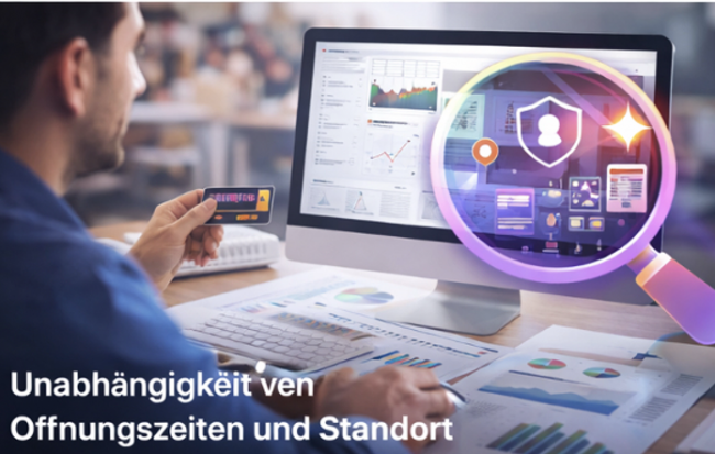 Unabhängigkeit von Öffnungszeiten und Standort